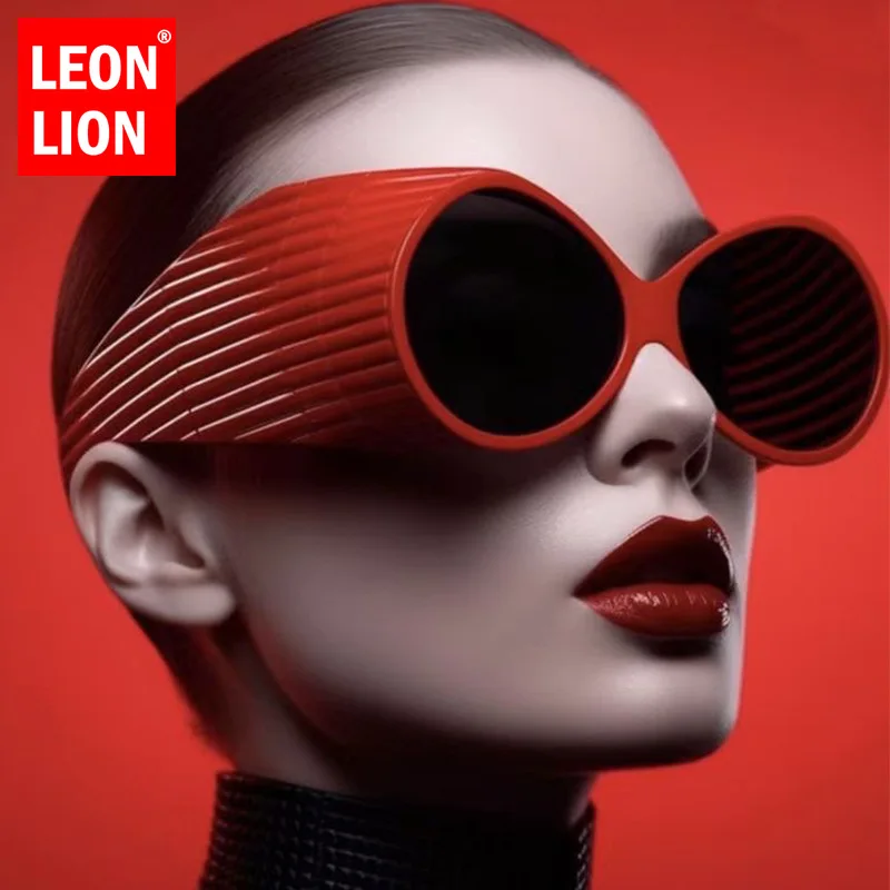 LeonLionFunnyOversizedSunglassesFutureSenseVintageEyewearWomen