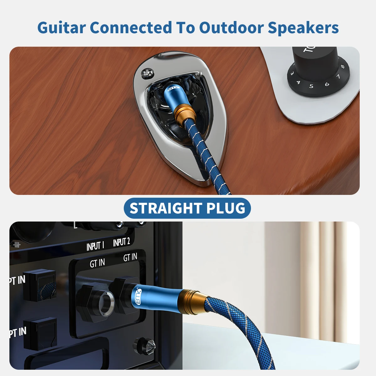 SHULIANCABLE Profesional Cable para Guitarra, Cable Audio Jack 6.35mm 1/4  TS,para Instrumento, Guitarra Eléctrica, Amplificador, Bajo,teclados (1M) :  : Instrumentos musicales