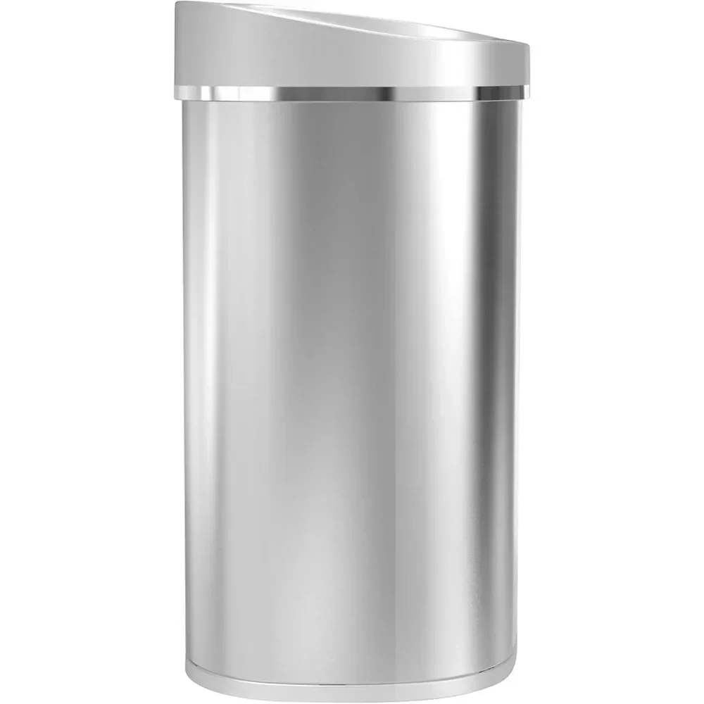 Automatic Touchless Infrared Motion Sensor Trash Can, 80L, Heavy Duty Stainless Steel Base (Oval, Silver/Brush Lid) Trashcan