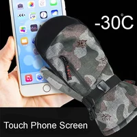 High quality -30 Winter Warm Professional Snowboard Ski Gloves Waterproof Touch Phone Screen Thermal Mittens Skiing snowmobile 2 1