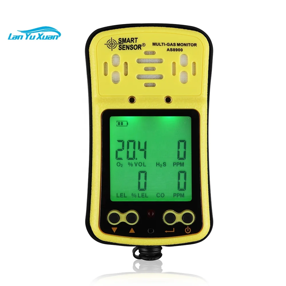 AS8900 4 in 1 portable Gas analyzer O2 H2S CO Combustible Gas/LEL Multi Gas Detector