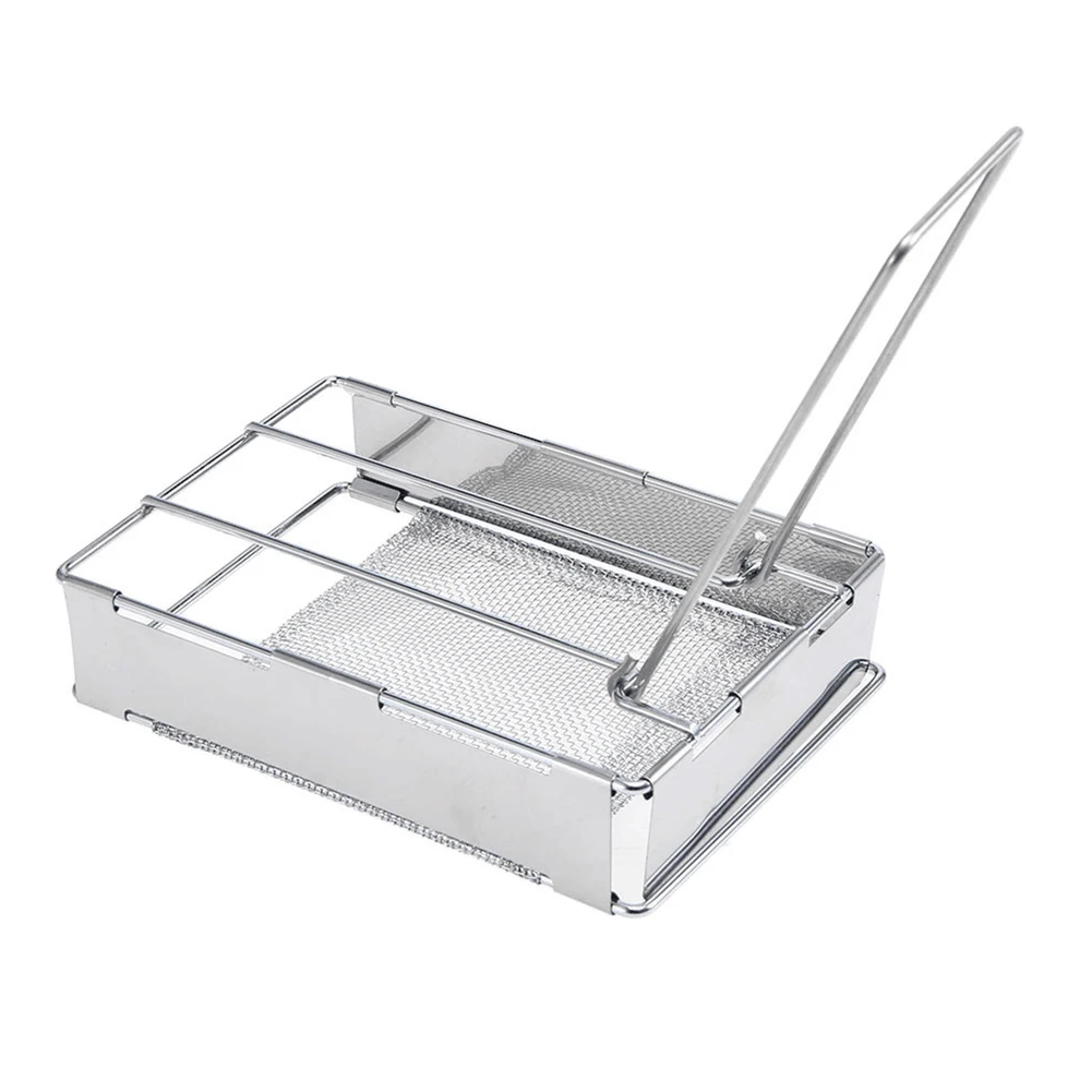 

1pc Bread Toaster Foldable Stainless Steel Toaster Plate Camping Bread Toaster Grill 28*11.3*5.2cm Stainless Steel Kitchen Parts