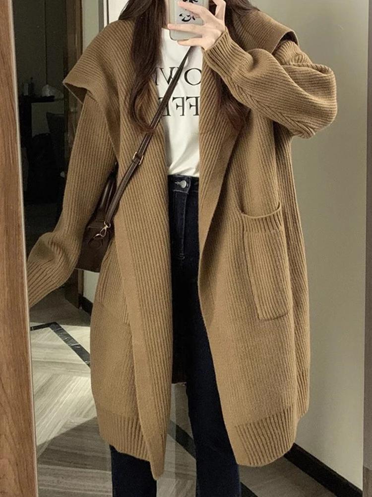 

Long Knitted Cardigan Women Autumn Winter Oversized Sweater Female Korean Fashion Thick Warm Long Cardigans Casual Loose Outwear