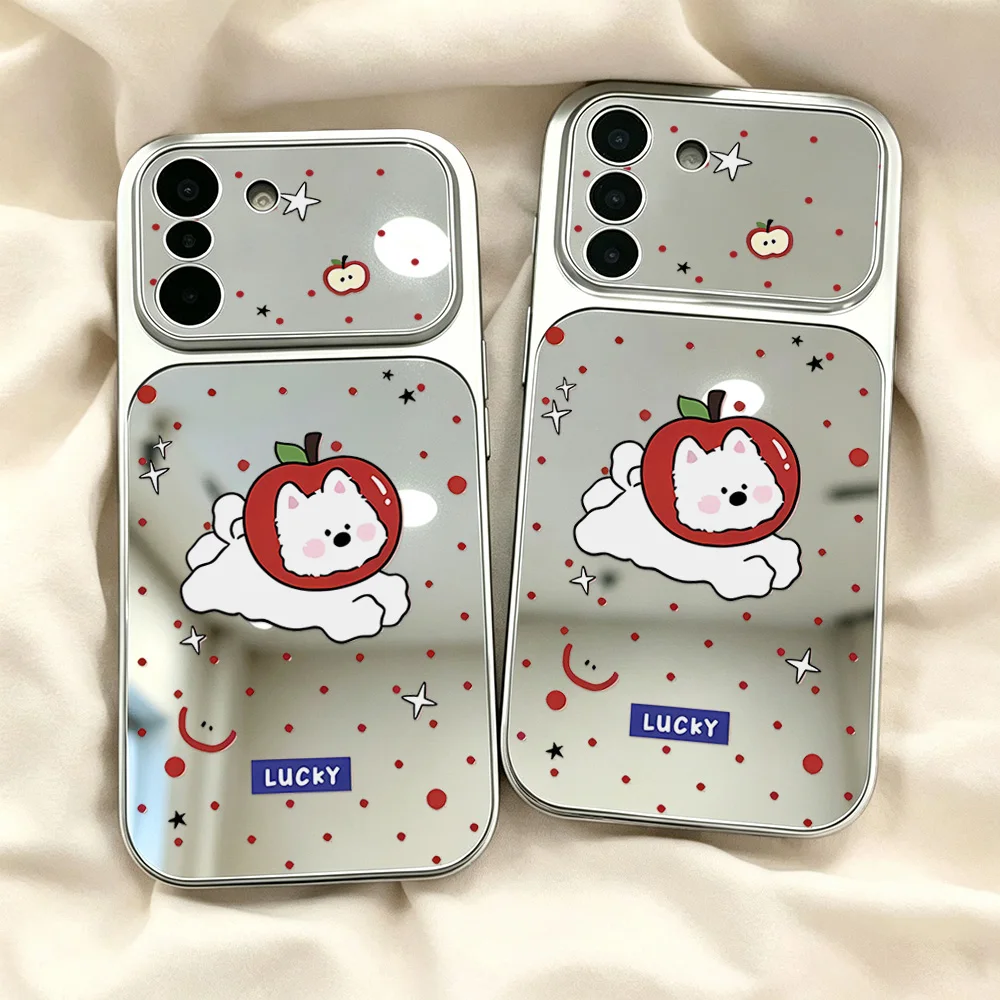 Adorable Dog-Themed Makeup Mirror Phone Case Cover