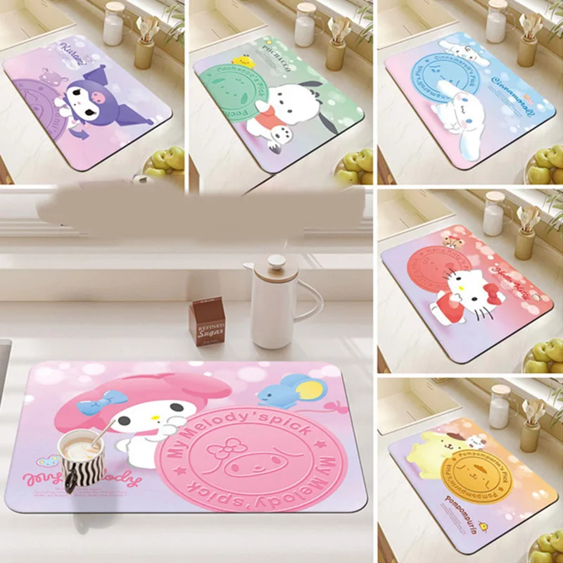 

Kawaii Sanrio теплоизоляционный коврик Hellokittys Kuromi Cinnamoroll Mymelody почтовый аниме нескользящий водоотталкивающий коврик для кухни