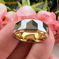 iTungsten 8mm Dropshipping Two Tone Face Ring Nice Tungsten Wedding Band For Men Women Stepped Polished Finish Comfort Fit - Image 3
