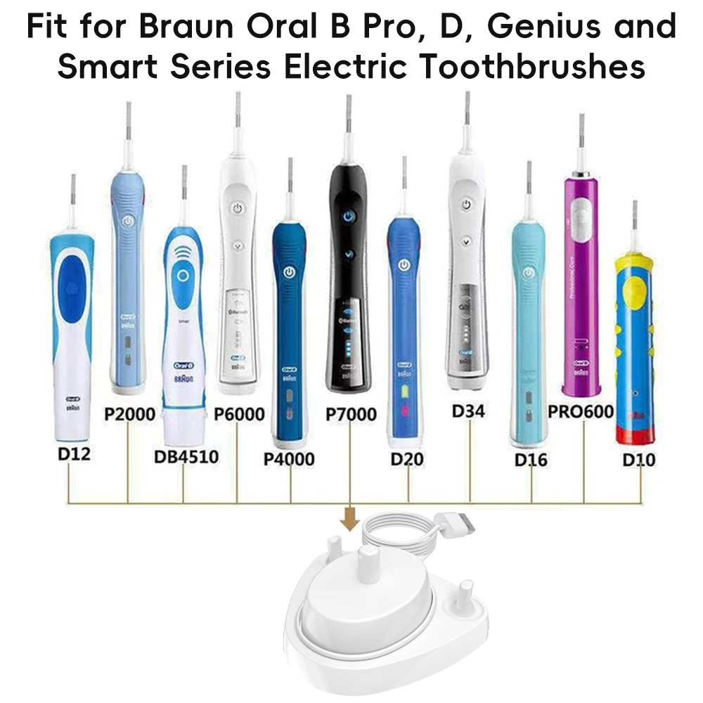 Brush Heads Holder and Replacement Waterproof Inductive Charger Base Compatible with Oral B Electric Toothbrush, for Home Travel