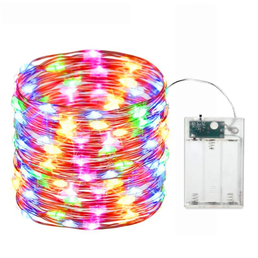 Multicolor LED AA Battery Copper Wire Light 2M5M10M Christmas Tree Celebration Wedding Indoor & Outdoor Decorative String Lights led christmas day battery box bell pendant decorative light string indoor and outdoor lawn layout decoration color bell lights