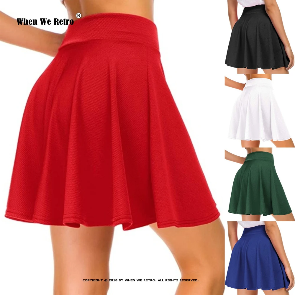 

2023 New Women's Basic Skirt Versatile Stretchy Flared Casual Mini Tennis Skater Skirt Red Black Green Blue Short Skirt RS860