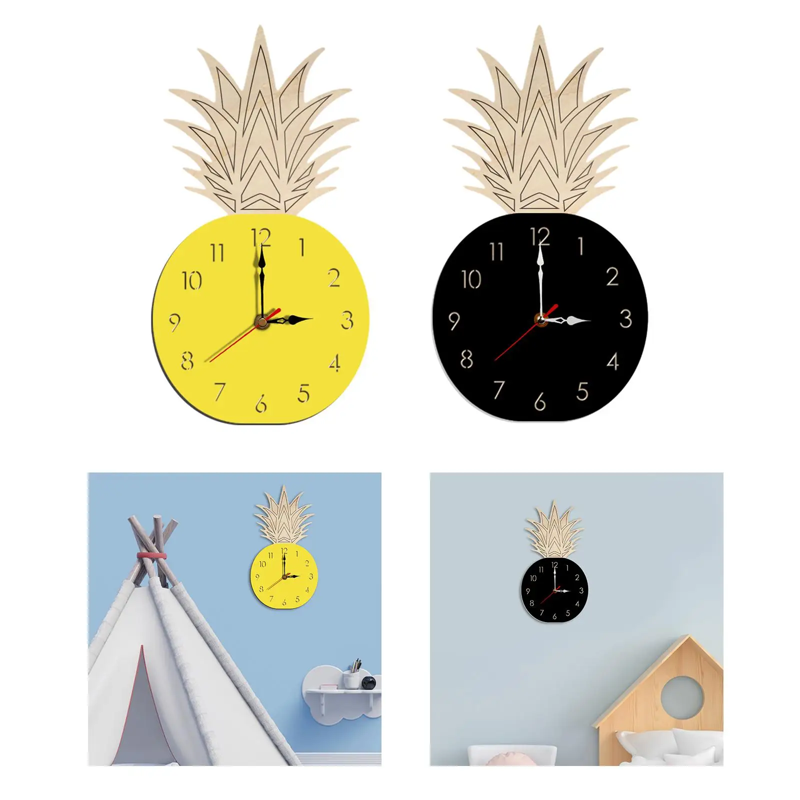 Pineapple Fruit Wall Clock Silent Cartoon for Office Kitchen Home Decoration