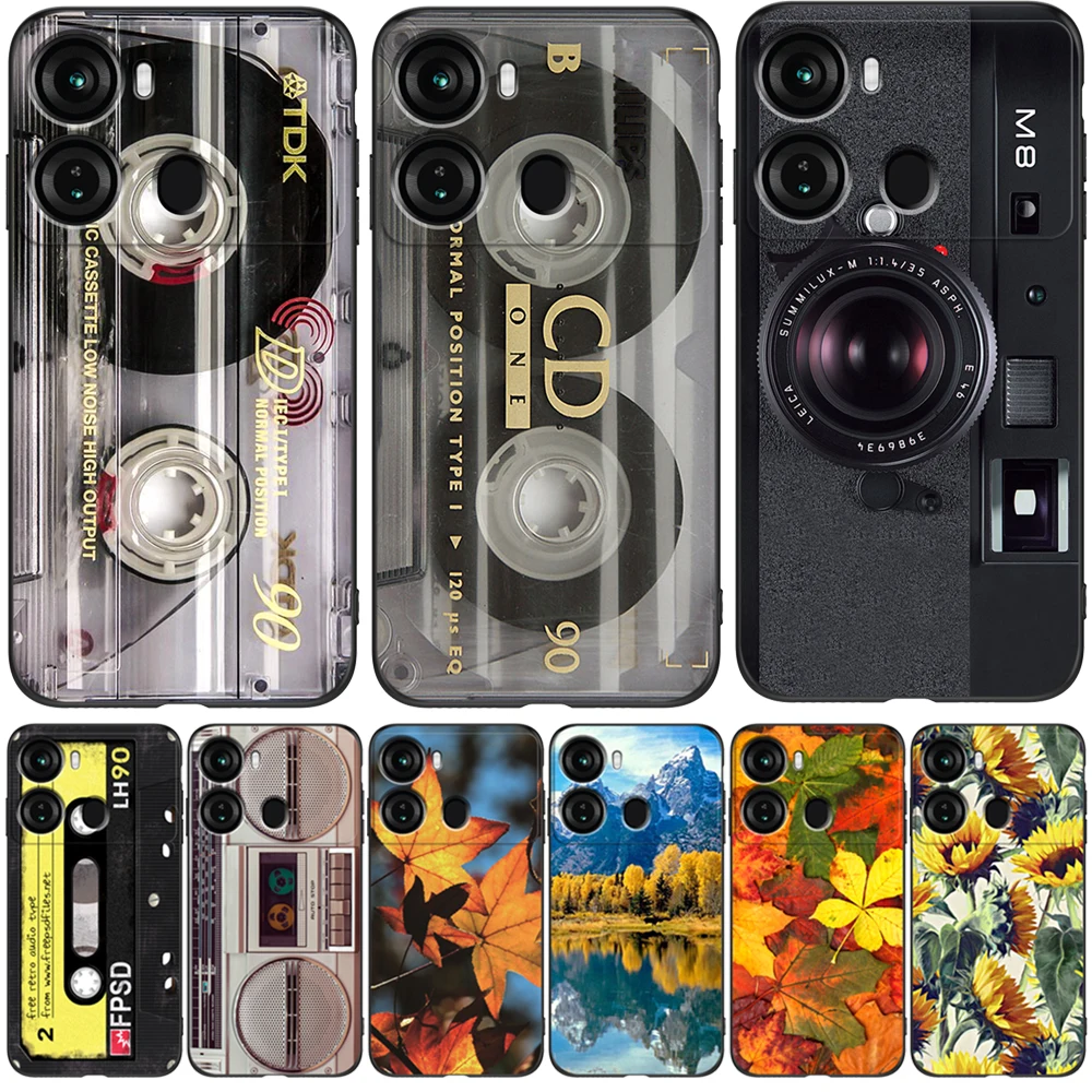 Custodia Per Itel P40 Cover Posteriore Per Telefono In Silicone Custodia In Tpu Nero Retro Old Tape Cassette