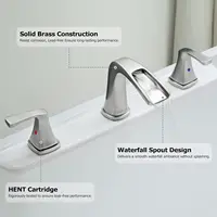 2-Handle Widespread Waterfall Roman Bathtub Faucet Tub Filler with Valve, Brushed Nickel, 1434202 2