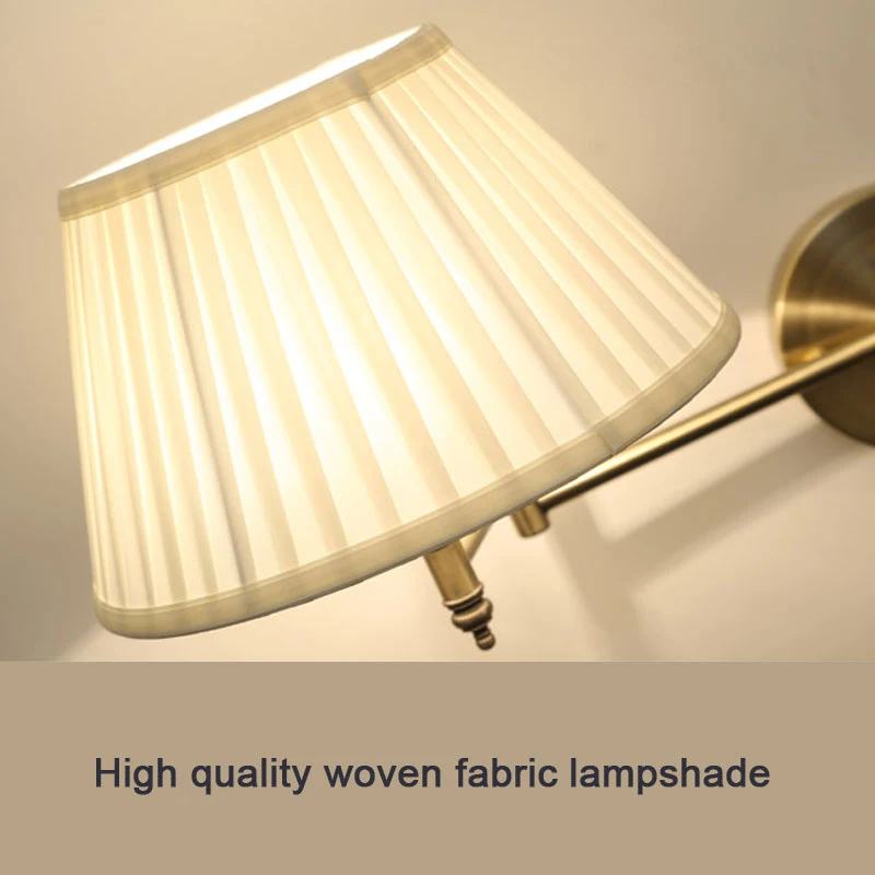 American Telescopic Wall Lamp Fabric Iron Folding Rocker Arm Lamp Creative Bedroom Bedside Study Reading Lighting led light led wall lamp wall light led reading light