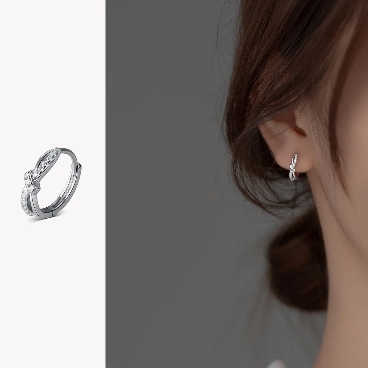 

100% 925 Sterling Silver Zircon Geometric Earrings for Women Girl Simple Knot Round Design Jewelry Party Gift Dropshipping