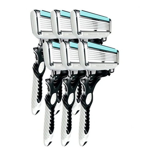 6pcs Men's Shaving Cassettes Men Shaver Pace 6 Layer Straight Machine Safety