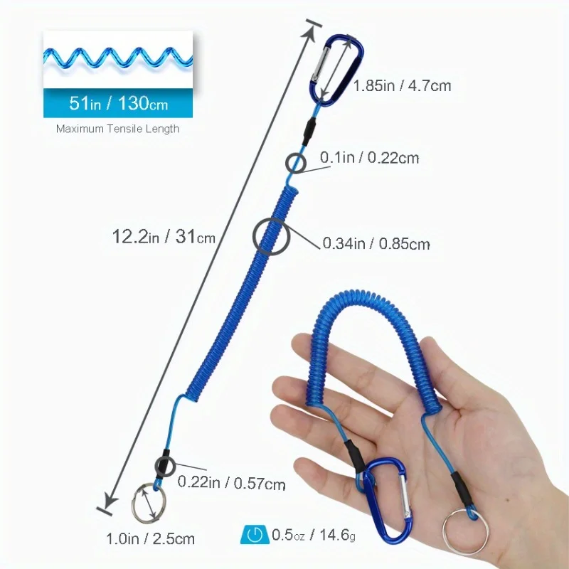 6-Piece Secure Fishing Lanyard Set with Carabiner Clips for Gear and Paddle Accessories