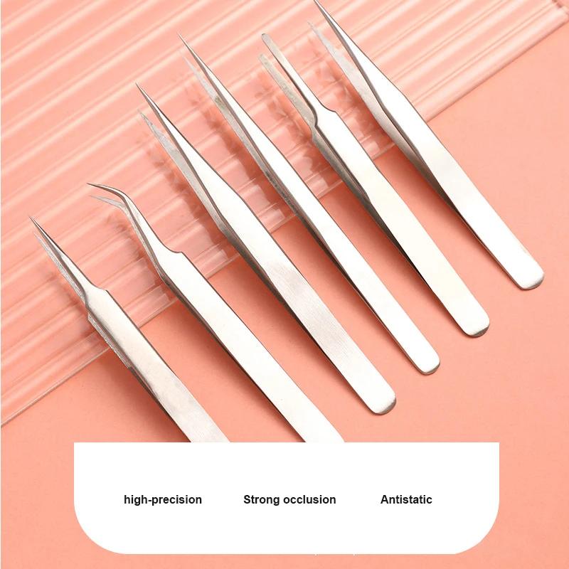 Stainless Steel Tweezers Curved Straight Eyebrow Tweezer Nail Art