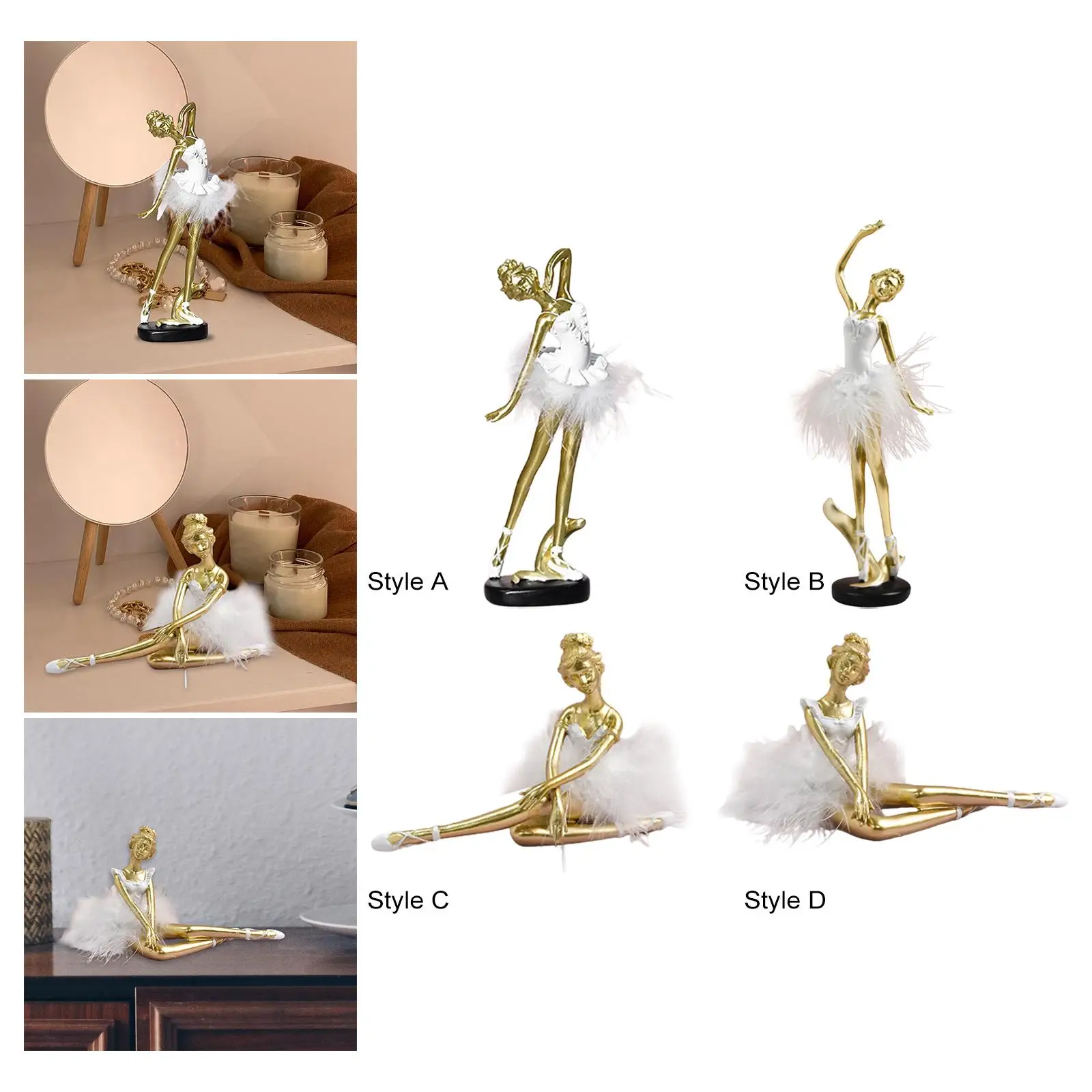 Ballerina Statue Ballet Dancer Sculpture Table Decoration Resin Girl Figure for