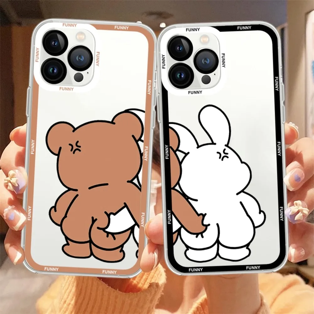 Custodia Per Telefono Divertente Bear Bunny Per Iphone 11 12 Mini 13 14 15 Pro Max Custodia Trasparente