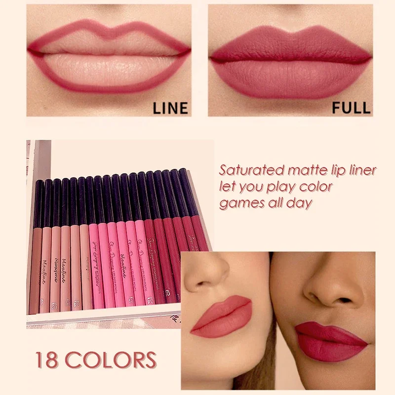 20 Colors Matte Lipstick Pen Nude Pink Matte Solid Lip Gloss Waterproof Long Lasting Lipstick Pencil Lip Liner Pen Lip Makeup 3