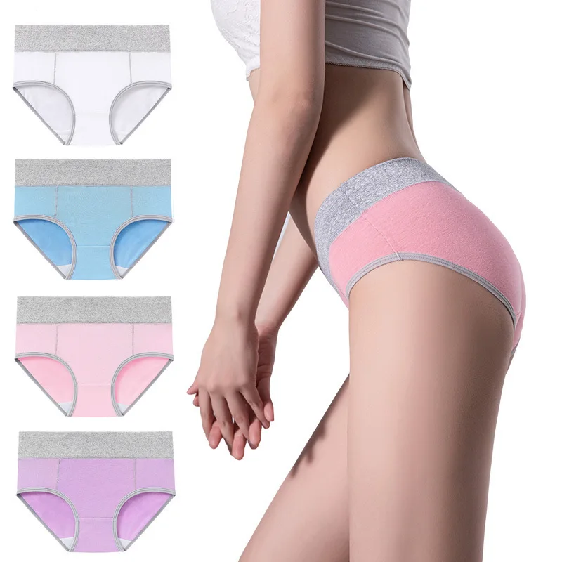 

Plus Size 5XL Plus Fat Buttocks Solid Color Simple High-waist Briefs Cotton Ladies Cotton Underwear