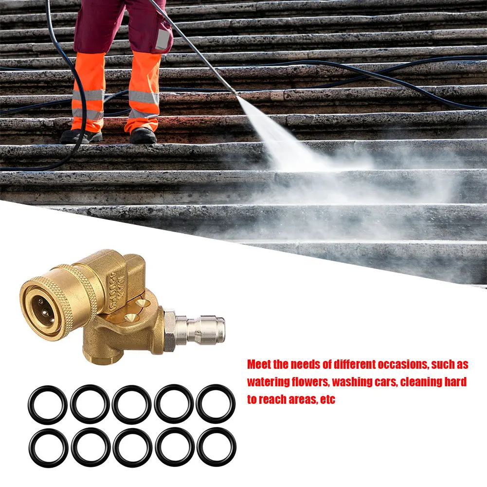 1/4 QC 피벗 커플러, 압력 세척기용 구리, 빠른 연결, 180 도, 1/4 인치, 4500PSI, O링 10 개 포함