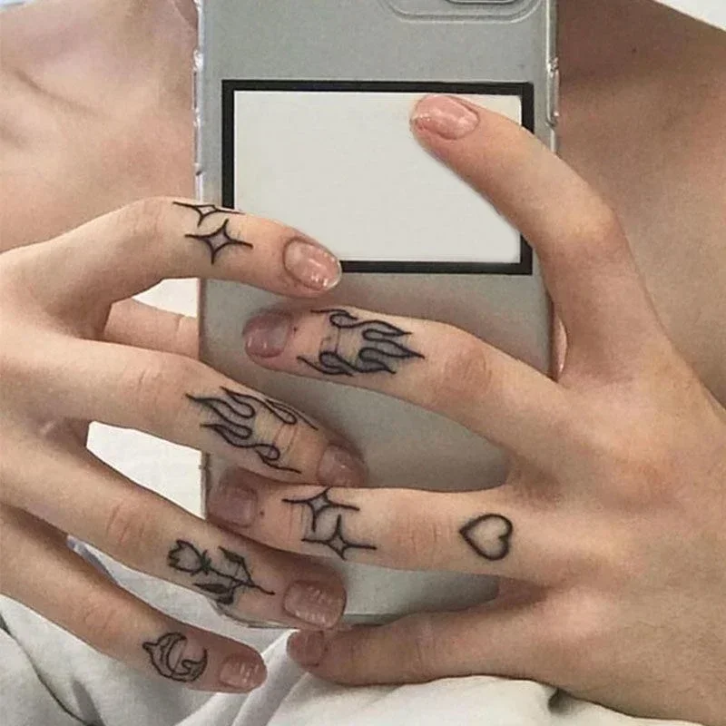 Waterproof Temporary Tattoo Sticker Neck Black Word Angel Devil Bull Cross English Letters Flash Tatoo Fake Tatto for Woman Men 5