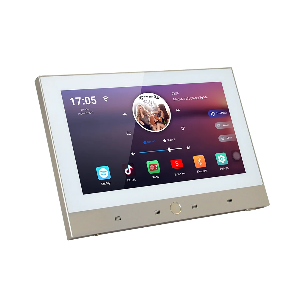 In Wall Amplifier 7 Inch Touch Screen With Wifi Connection Blue-tooth Digital Music Support 8 Ceiling Speakers