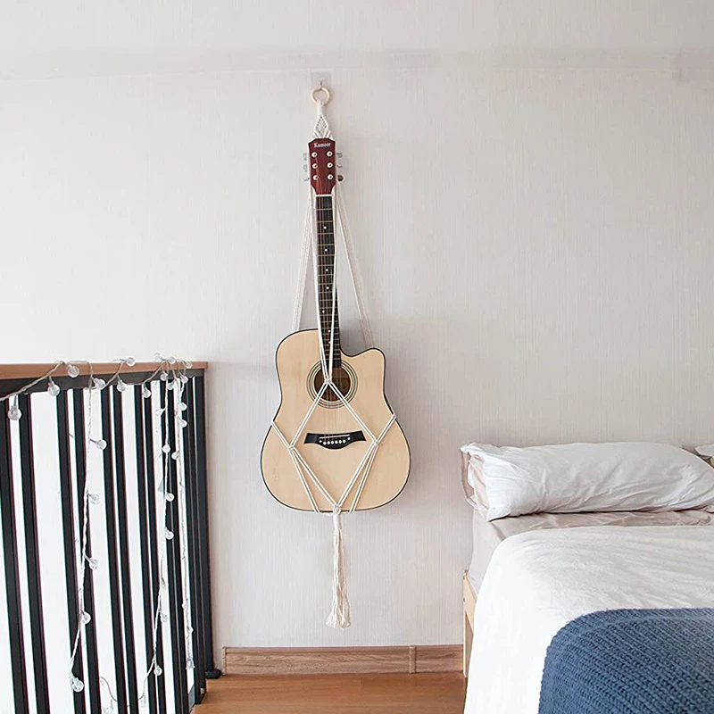 Guitar Storage Mesh Bag, Lace Hanging Frame, Woven Hammock Wall Hanging Frame, Home Decoration, Ukulele Handmade Woven