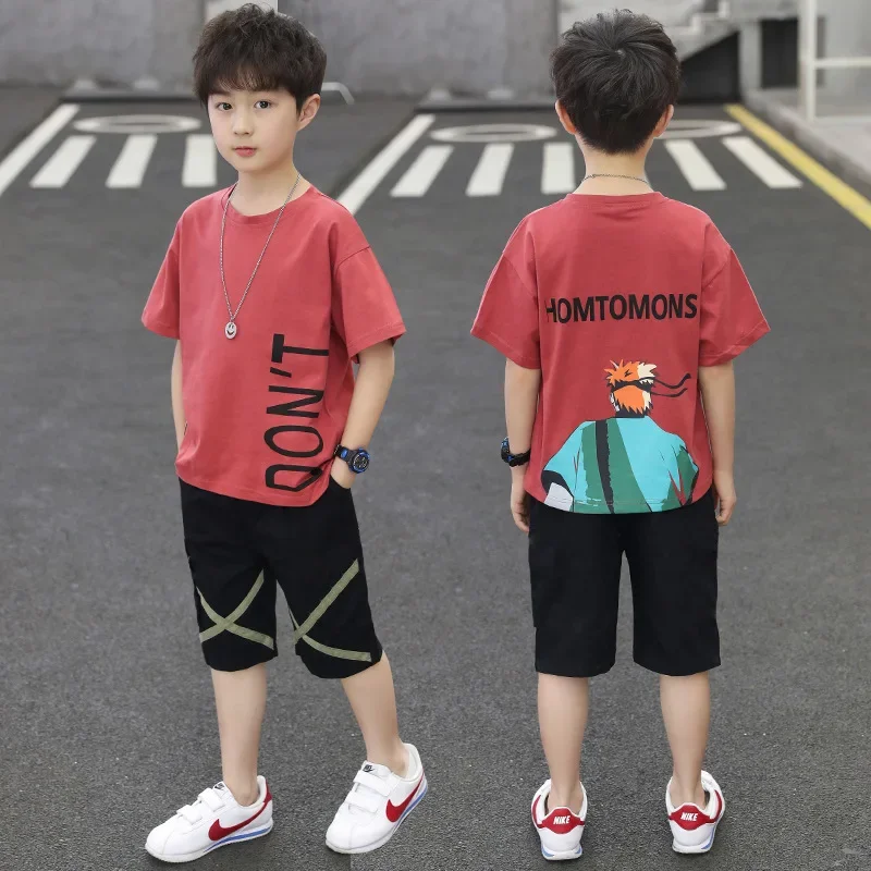 Boys Clothing Sets Tracksuit Teen 6 8 9 10 12 Year Summer Casual Outfit T-shirt + Pants Boys Clothes Children Clothing Suit Kids