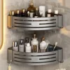1-2PCS Shower Corner Shelf with Hook Towel Bar No Drill Space Aluminum Shower Storage Rack Bathroom Organizer 1
