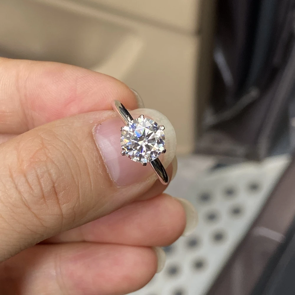 anillo de compromiso con diamantes para mujer, oro blanco de 18 quilates, 1 quilate, G VVS Lab CVD|Anillos| - AliExpress