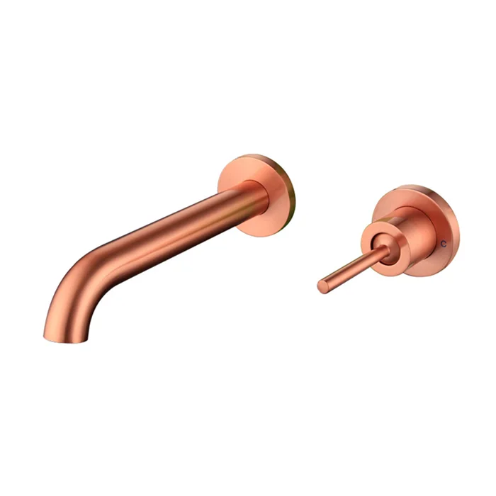 

Modern Bathroom Wall Mounted Rose Gold Dual Holes Basin Mixer Faucet