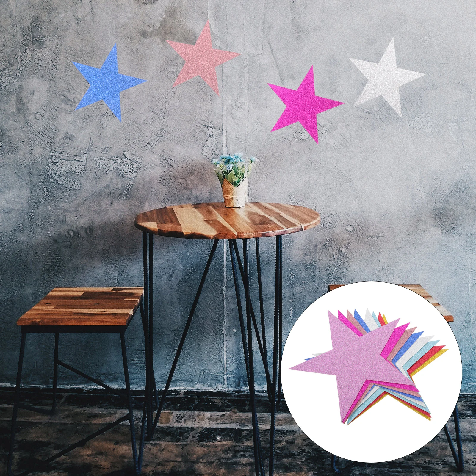 

80 Pcs Pentagram Decoration Wallpaper Christmas Star Cutouts Ornament Crafts Kindergarten Scrapbook DIY Decors Child Glittered