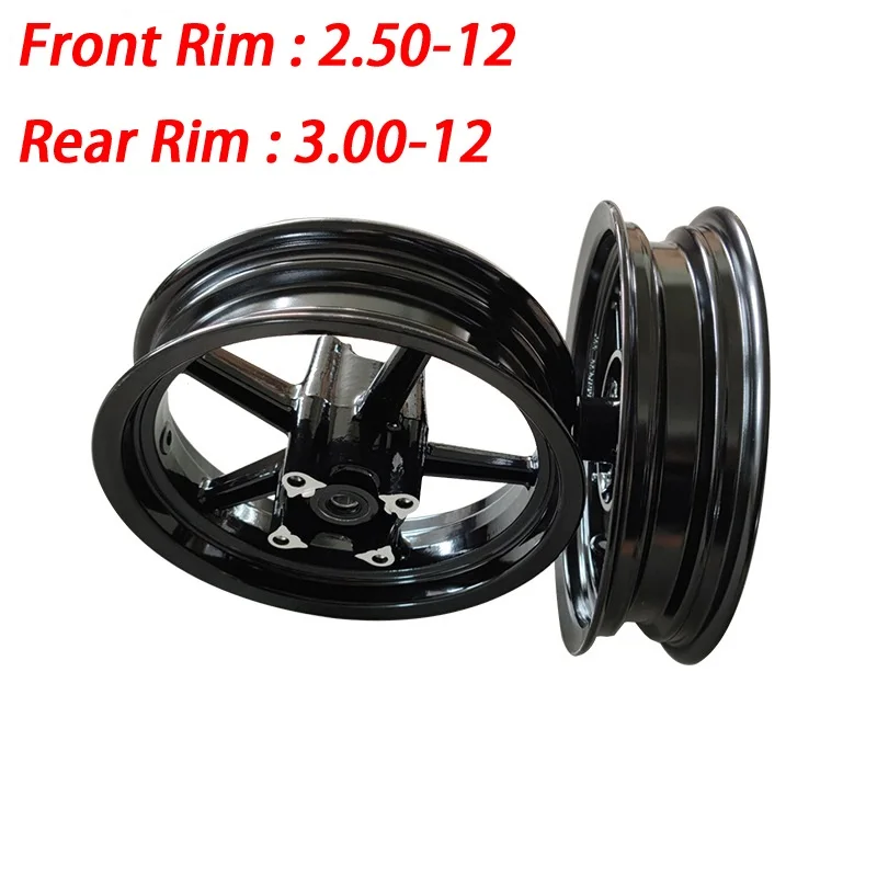 

Aluminum Alloy Black Front 2.5-12 & Rear 3.0-12 12 Inch Wheels Hub Motorcycle Dirt Bike Modified Accessories