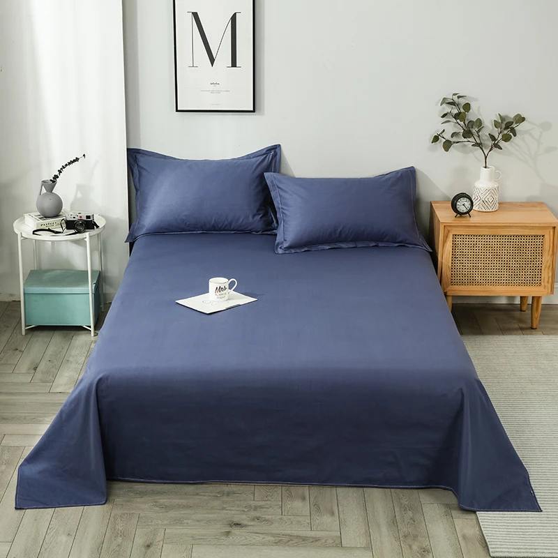 Description Picture 2 of item1pcs 100% Cotton Bed Sheet Pink Soild Color Top King Double Sheets Pure Cotton Single Size Kids Bed Linen (No Pillowcase)