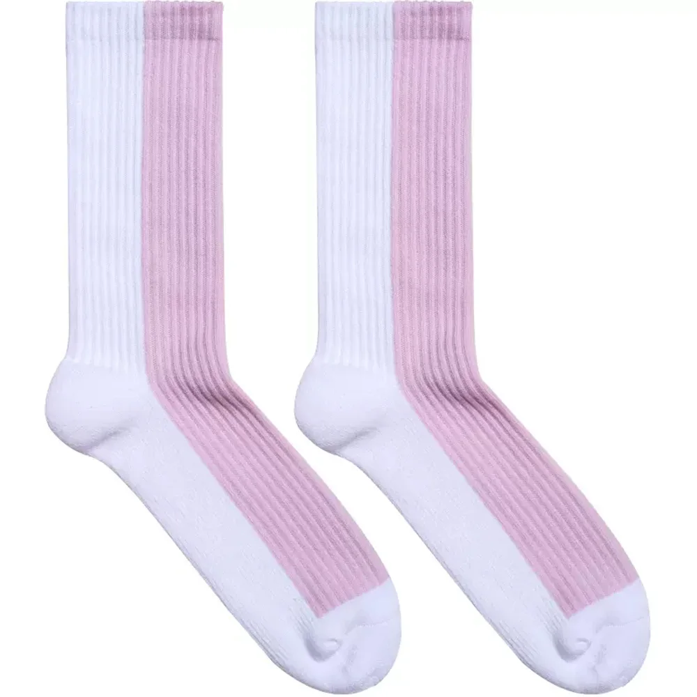 Men's Long Tube Tall White Powder Color Block Xinjiang Cotton Towel Bottom Sports Towel Bottom Cotton Socks