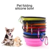 Outdoor Portable Pet Folding Bowl Silicone Dog Feeders with Hanging Hook Cat Dog Bowl Pet Items Dog Food Bowl Mascotas 2
