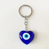 Evil Eye Hamsa Glass Keychain Car Keyring Blue Turkish Evil Eye Heart Key Chain for Jewelry Pendant Bag Accessories Decor Gift 2