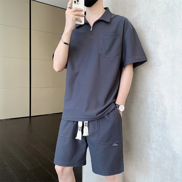 Sports Mens Solid Tracksuit O-neck T Shirt And Drawstring Shorts Outfits  2021 Summer Casual Two Piece Set Men Fashion Streetwear - Men's Sets -  AliExpress