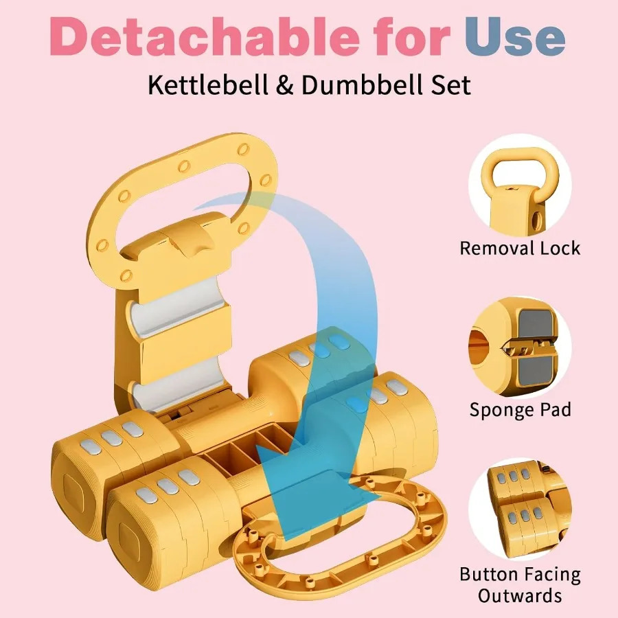 Adjustable Kettlebell Set, 4-in-1 Free Weight Kettlebell sets (5.5lbs 7.7lbs 9.9lbs 12.1lbs) for women, Weight Dumbbell Set of 2