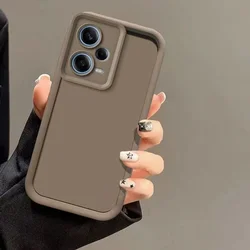 Sleek Solid Color Silicone Camera Lens Protective Case for Xiaomi Poco X5 Pro 5G (Coffee)