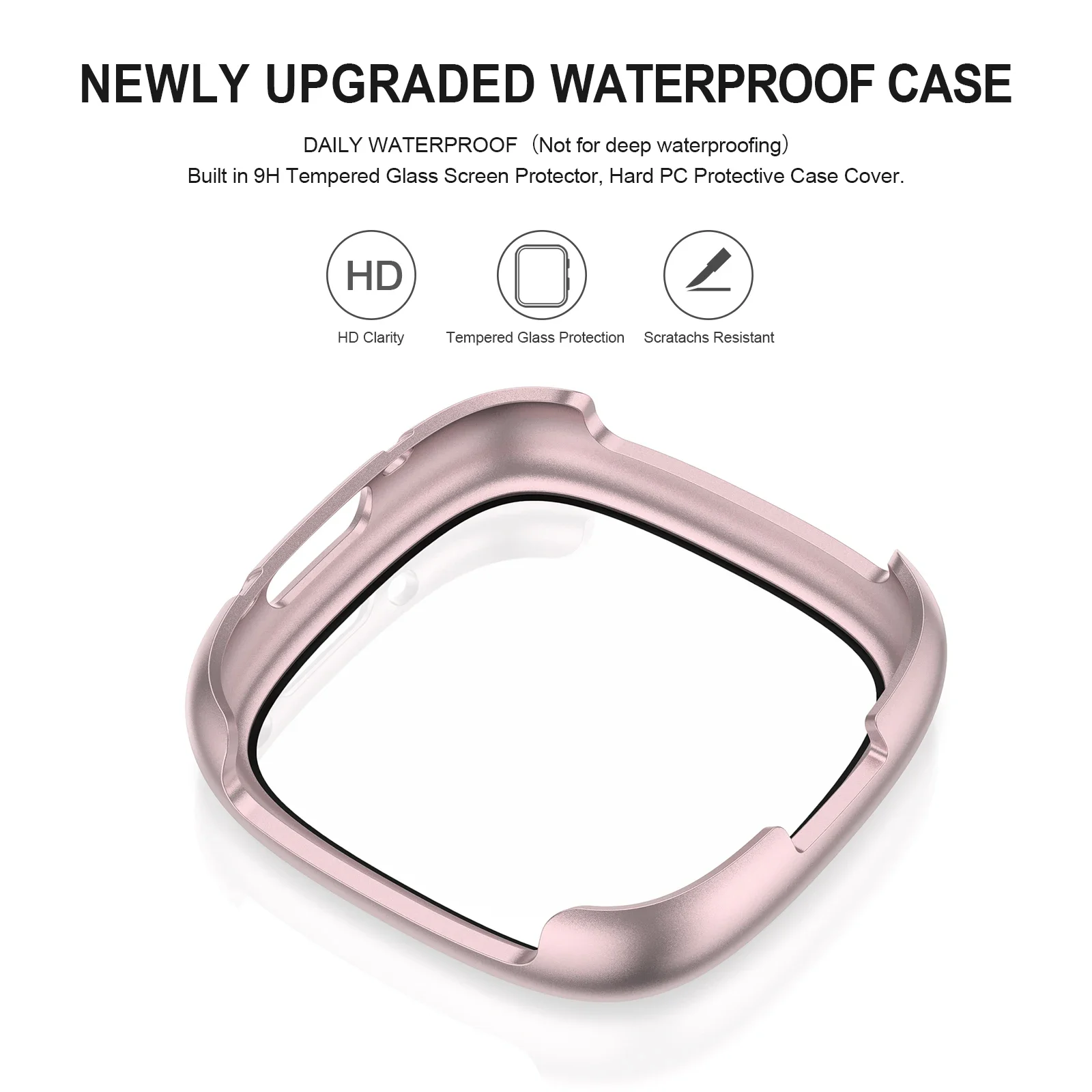 Glass Case Fitbit Versa 4/Sense 2 Full Cover HD Tempered Glass Screen Protector Bumpe Shell Fitbit Versa 4 Case apple watch screen protector watch screen protector case watch screen protector apple watch screen protector case watch case watch protective case watch cover watch protective cover bumper protective case