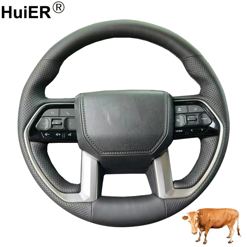 

Cow True Leather Hand Sewing Car Steering Wheel Cover For Toyota Tundra 2021 2022 2023 2024 Braid on Steering-wheel Wrap