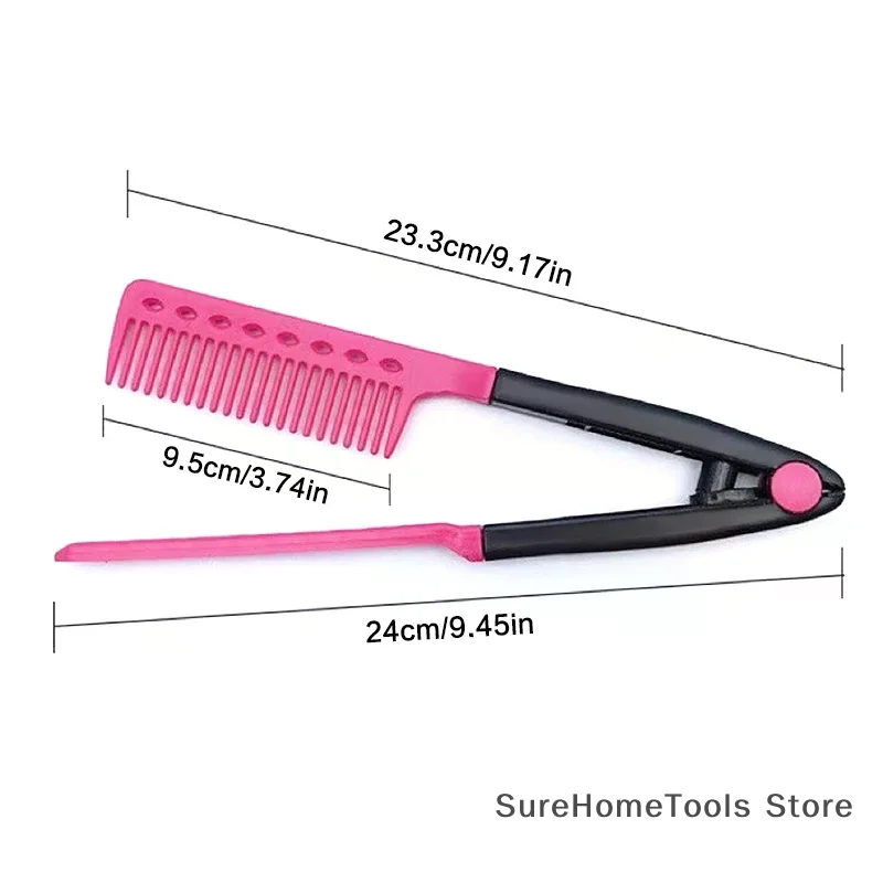 V Type Hair Straightener Brush DIY Hairdress Tool Hairdressing Combs Natural Hair Styling Curling Comb Hair For Male And Female
