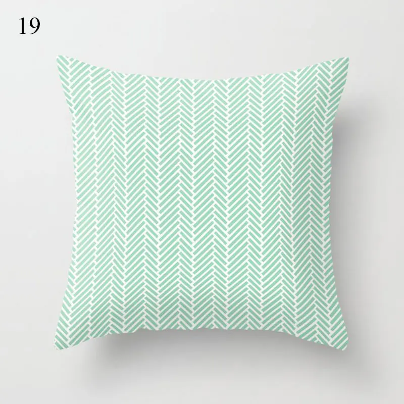 Simple Mint Green Pillow Cover Geometric Print Cushion Covers Sofa Car Cushion Cover 45x45cm Decorative Throw Pillowscase 