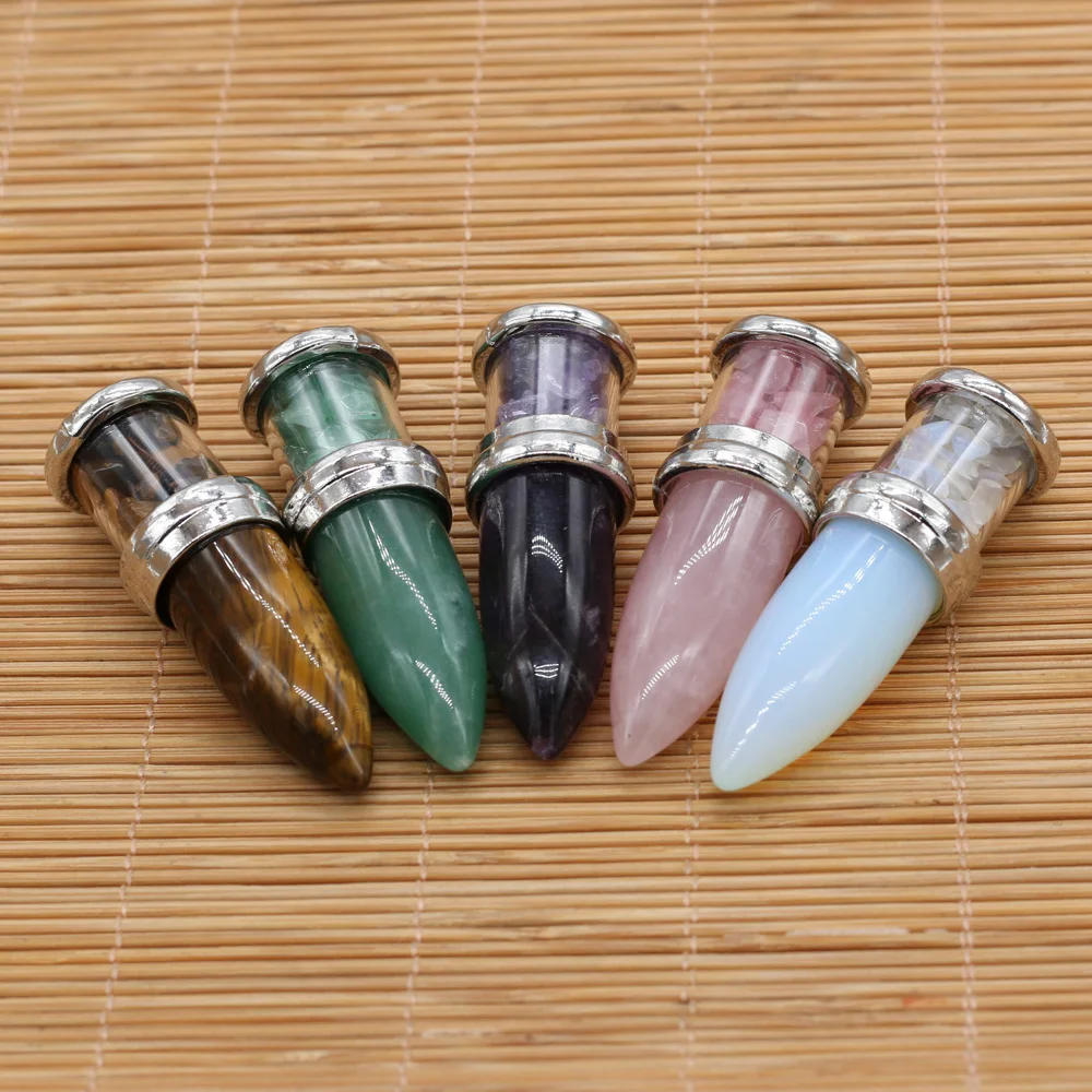 6PCS Wholesale Price Bullet Shaped Natural Crystal Gravel Reiki Healing Jewelry Making DIY Necklaces Earrings Accessories Gifts