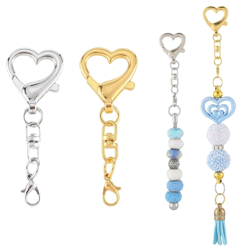 10 Stück Herzförmige Drehbare Federverschlüsse Metall-Schlüsselanhänger-Clips Hängehaken für DIY-Basteleien Schlüsselanhänger-Organizer Schmuckherstellung – Detail 2