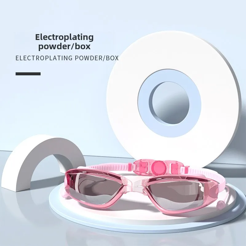 Swimming goggles waterproof and fog proof high definition flat light myopia adult swimming goggles large frame water supplies 6