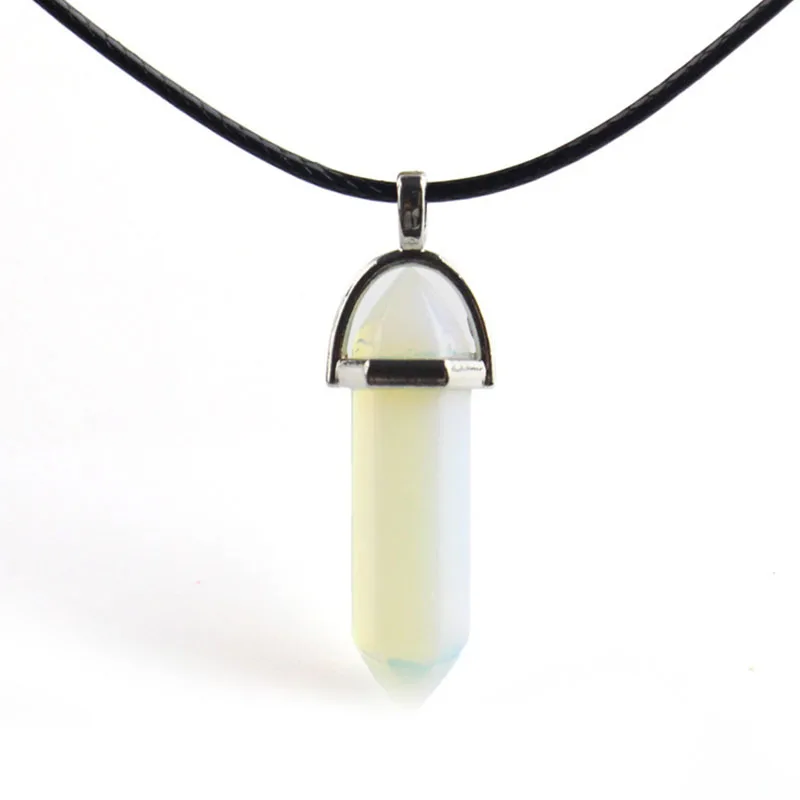 Collar con colgante hexagonal de cristal natural joyas para mujer_voghion.com